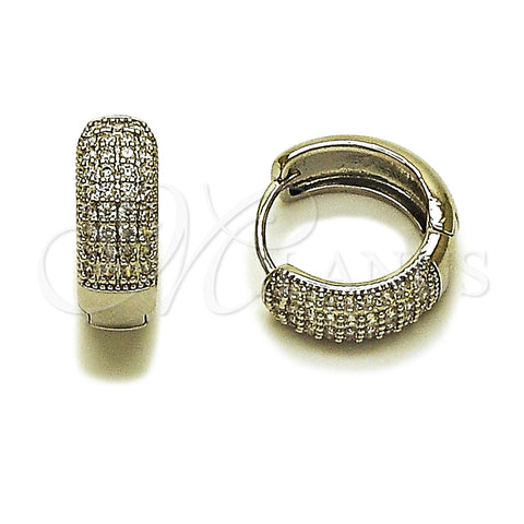 Argolla Huggie 02.266.0089.1.20 Rodio Laminado, con Zirconia Cubica Blanca, Pulido, Rodinado