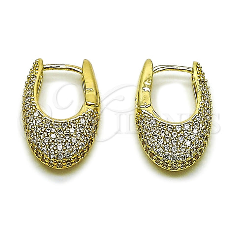 Argolla Huggie 02.266.0090.15 Oro Laminado, con Zirconia Cubica Blanca, Pulido, Tono Dorado