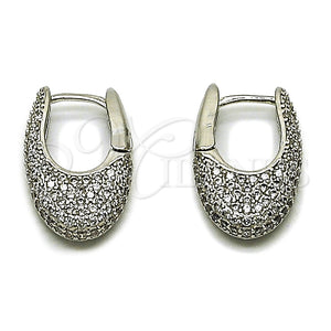 Argolla Huggie 02.266.0090.1.15 Rodio Laminado, con Zirconia Cubica Blanca, Pulido, Rodinado