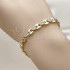 Pulsera Tennis 03.266.0075.07 Oro Laminado, Diseño de Puff Mariner, con Zirconia Cubica Blanca, Pulido, Tono Dorado (Grosor 06.5 MM, 8 Pulgadas de Largo)