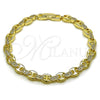 Pulsera Tennis 03.266.0075.07 Oro Laminado, Diseño de Puff Mariner, con Zirconia Cubica Blanca, Pulido, Tono Dorado (Grosor 06.5 MM, 8 Pulgadas de Largo)