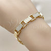 Pulsera Tennis 03.266.0076.07 Oro Laminado, Diseño de Llave Griega, con Zirconia Cubica Blanca, Pulido, Tono Dorado (Grosor 09.5 MM, 8 Pulgadas de Largo)