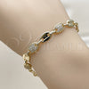 Pulsera Tennis 03.266.0077.07 Oro Laminado, Diseño de Puff Mariner, con Zirconia Cubica Blanca, Pulido, Tono Dorado (Grosor 07.1 MM, 8 Pulgadas de Largo)