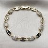 Pulsera Tennis 03.266.0077.07 Oro Laminado, Diseño de Puff Mariner, con Zirconia Cubica Blanca, Pulido, Tono Dorado (Grosor 07.1 MM, 8 Pulgadas de Largo)