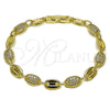 Pulsera Tennis 03.266.0077.07 Oro Laminado, Diseño de Puff Mariner, con Zirconia Cubica Blanca, Pulido, Tono Dorado (Grosor 07.1 MM, 8 Pulgadas de Largo)