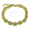 Pulsera Elegante 04.213.0375.07 Oro Laminado, Diseño de Puff Mariner, Pulido, Tono Dorado (Grosor 07 MM, 7 Pulgadas de Largo)
