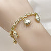 Pulsera de Dije 03.213.0441.07 Oro Laminado, Diseño de Angel y Carita Feliz, Pulido, Tono Dorado (Grosor 05 MM, 7 Pulgadas de Largo)
