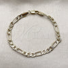 Pulsera Básica 04.213.0376.07 Oro Laminado, Diseño de Figaro, Diamantado, Tono Dorado (Grosor 05.5 MM, 8 Pulgadas de Largo)
