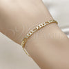 Pulsera Básica 04.213.0377.07 Oro Laminado, Diseño de Figaro, Diamantado, Tono Dorado (Grosor 04 MM, 8 Pulgadas de Largo)