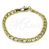 Pulsera Básica 04.213.0342.07 Oro Laminado, Diseño de Cubana, Pulido, Tono Dorado (Grosor 06.3 MM, 8 Pulgadas de Largo)