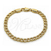Pulsera Básica 04.213.0378.08 Oro Laminado, Diseño de Cubana Concava, Pulido, Tono Dorado (Grosor 05.8 MM, 8 Pulgadas de Largo)