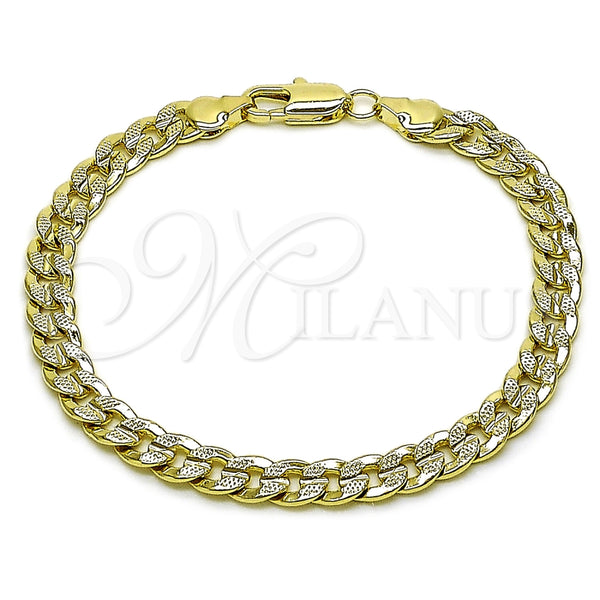 Pulsera Básica 04.213.0155.07 Oro Laminado, Diseño de Miami Cubana, Pulido, Tono Dorado (Grosor 06.1 MM, 8 Pulgadas de Largo)