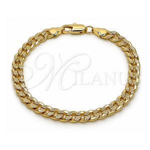 Pulsera Básica 04.213.0155.07 Oro Laminado, Diseño de Miami Cubana, Pulido, Tono Dorado (Grosor 06.1 MM, 8 Pulgadas de Largo)