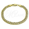 Pulsera Básica 04.213.0155.07 Oro Laminado, Diseño de Miami Cubana, Pulido, Tono Dorado (Grosor 06.1 MM, 8 Pulgadas de Largo)