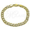Pulsera Básica 04.213.0379.08 Oro Laminado, Diseño de Cubana, Diamantado, Tono Dorado (Grosor 07.2 MM, 8 Pulgadas de Largo)