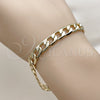Pulsera Básica 04.213.0381.08 Oro Laminado, Diseño de Cubana Pave, Pulido, Tono Dorado (Grosor 08 MM, 8 Pulgadas de Largo)
