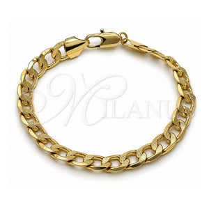 Pulsera Básica 04.213.0381.08 Oro Laminado, Diseño de Cubana Pave, Pulido, Tono Dorado (Grosor 08 MM, 8 Pulgadas de Largo)
