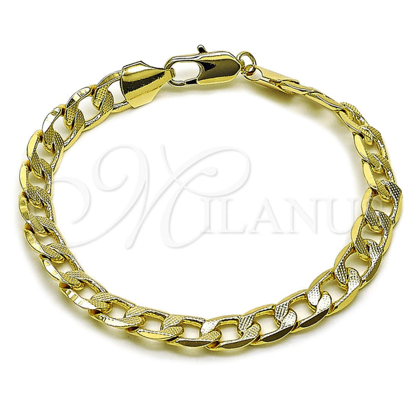 Pulsera Básica 04.213.0381.08 Oro Laminado, Diseño de Cubana Pave, Pulido, Tono Dorado (Grosor 08 MM, 8 Pulgadas de Largo)