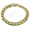 Pulsera Básica 04.213.0382.08 Oro Laminado, Diseño de Cubana Pave, Pulido, Tono Dorado (Grosor 09 MM, 8 Pulgadas de Largo)