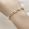 Pulsera Elegante 04.213.0383.07 Oro Laminado, Diseño de Puff Mariner, Pulido, Tono Dorado (Grosor 07 MM, 7 Pulgadas de Largo)