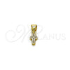 Dije Religioso 05.213.0211 Oro Laminado, Diseño de Cruz, con Micro Pave Blanca, Pulido, Tono Dorado