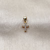 Dije Religioso 05.213.0212 Oro Laminado, Diseño de Cruz, con Zirconia Cubica Blanca, Pulido, Tono Dorado