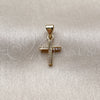 Dije Religioso 05.213.0217 Oro Laminado, Diseño de Cruz, con Micro Pave Blanca, Pulido, Tono Dorado