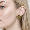 Arete Dormilona 02.467.0001 Acero Inoxidable, Diseño de Flor, Pulido, Tono Dorado