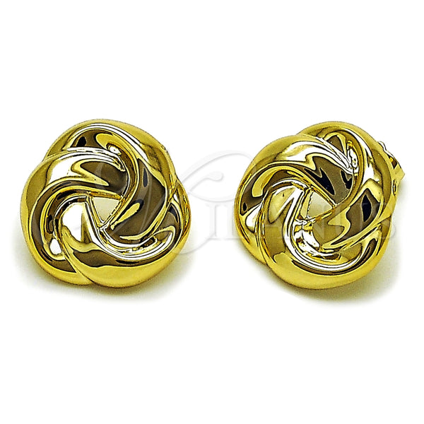 Arete Dormilona 02.467.0003 Acero Inoxidable, Diseño de Nudo, Pulido, Tono Dorado