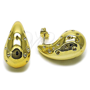 Arete Dormilona 02.467.0008 Acero Inoxidable, Diseño de Gota, Pulido, Tono Dorado