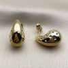 Arete Dormilona 02.467.0009 Acero Inoxidable, Diseño de Gota, Pulido, Tono Dorado