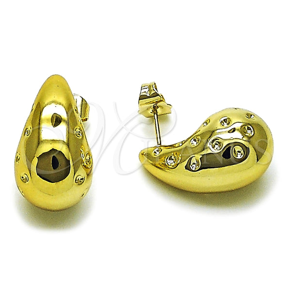 Arete Dormilona 02.467.0009 Acero Inoxidable, Diseño de Gota, Pulido, Tono Dorado