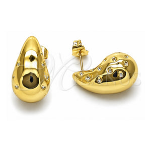 Arete Dormilona 02.467.0009 Acero Inoxidable, Diseño de Gota, Pulido, Tono Dorado