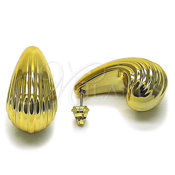 Arete Dormilona 02.467.0016 Acero Inoxidable, Diseño de Gota, Pulido, Tono Dorado