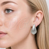 Arete Dormilona 02.467.0016.1 Rodio Laminado, Diseño de Gota, Pulido, Rodinado