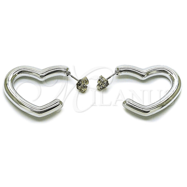 Argolla Mediana 02.467.0020.1.30 Rodio Laminado, Diseño de Corazón, Pulido, Rodinado