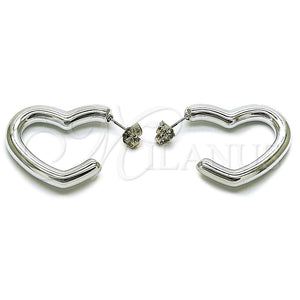 Argolla Mediana 02.467.0020.1.30 Rodio Laminado, Diseño de Corazón, Pulido, Rodinado
