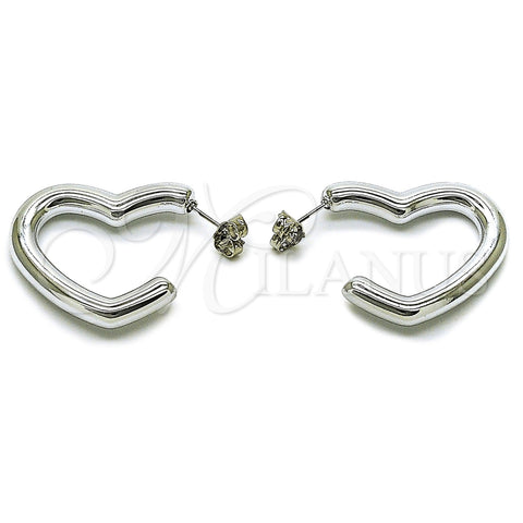 Argolla Mediana 02.467.0020.1.30 Rodio Laminado, Diseño de Corazón, Pulido, Rodinado