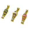 Dije Elegante 05.459.0023 Oro Laminado, Diseño de Pescado, Esmaltado Rosado, Tono Dorado