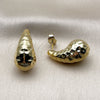 Arete Dormilona 02.467.0023 Acero Inoxidable, Diseño de Gota, Pulido, Tono Dorado