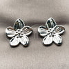 Arete Dormilona 02.467.0001.1 Rodio Laminado, Diseño de Flor, Pulido, Rodinado