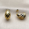 Arete Dormilona 02.467.0026 Acero Inoxidable, Diseño de Gota, Pulido, Tono Dorado