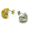 Arete Dormilona 02.467.0026 Acero Inoxidable, Diseño de Gota, Pulido, Tono Dorado