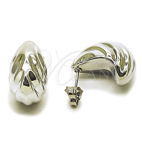 Arete Dormilona 02.467.0026.1 Rodio Laminado, Diseño de Gota, Pulido, Rodinado