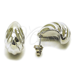 Arete Dormilona 02.467.0026.1 Rodio Laminado, Diseño de Gota, Pulido, Rodinado