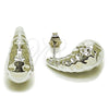 Arete Dormilona 02.467.0023.1 Rodio Laminado, Diseño de Gota, Pulido, Rodinado