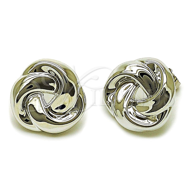 Arete Dormilona 02.467.0003.1 Rodio Laminado, Diseño de Nudo, Pulido, Rodinado