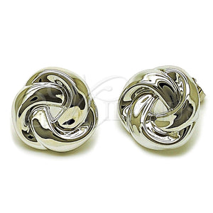 Arete Dormilona 02.467.0003.1 Rodio Laminado, Diseño de Nudo, Pulido, Rodinado