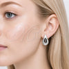 Arete Dormilona 02.467.0008.1 Rodio Laminado, Diseño de Gota, Pulido, Rodinado