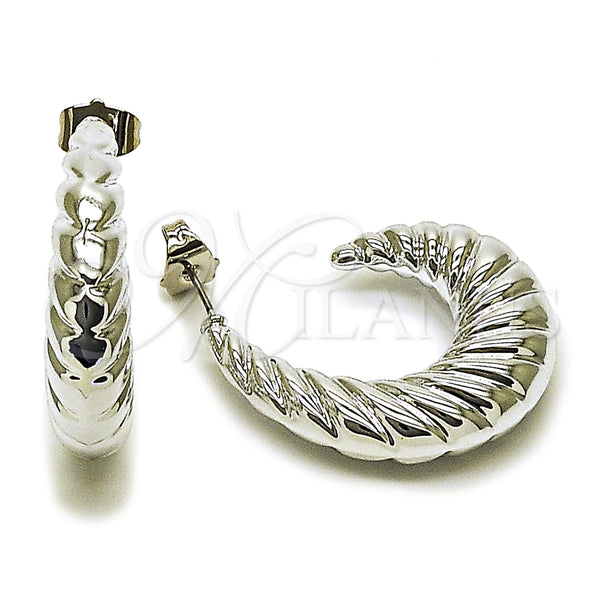 Arete Dormilona 02.467.0014.1 Rodio Laminado, Pulido, Rodinado